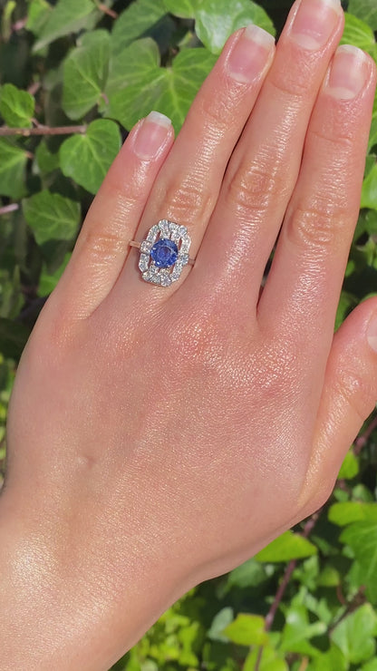 Platinum Art Deco sapphire and diamond ring.