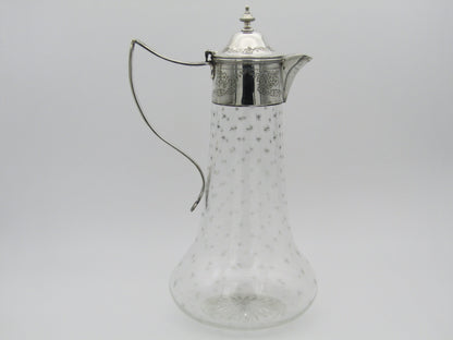 Sterling silver mounted cut glass claret jug by Thomas Henry Blake, Sheffield 1913.