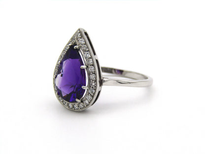 18kt gold amethyst and diamond ring.
