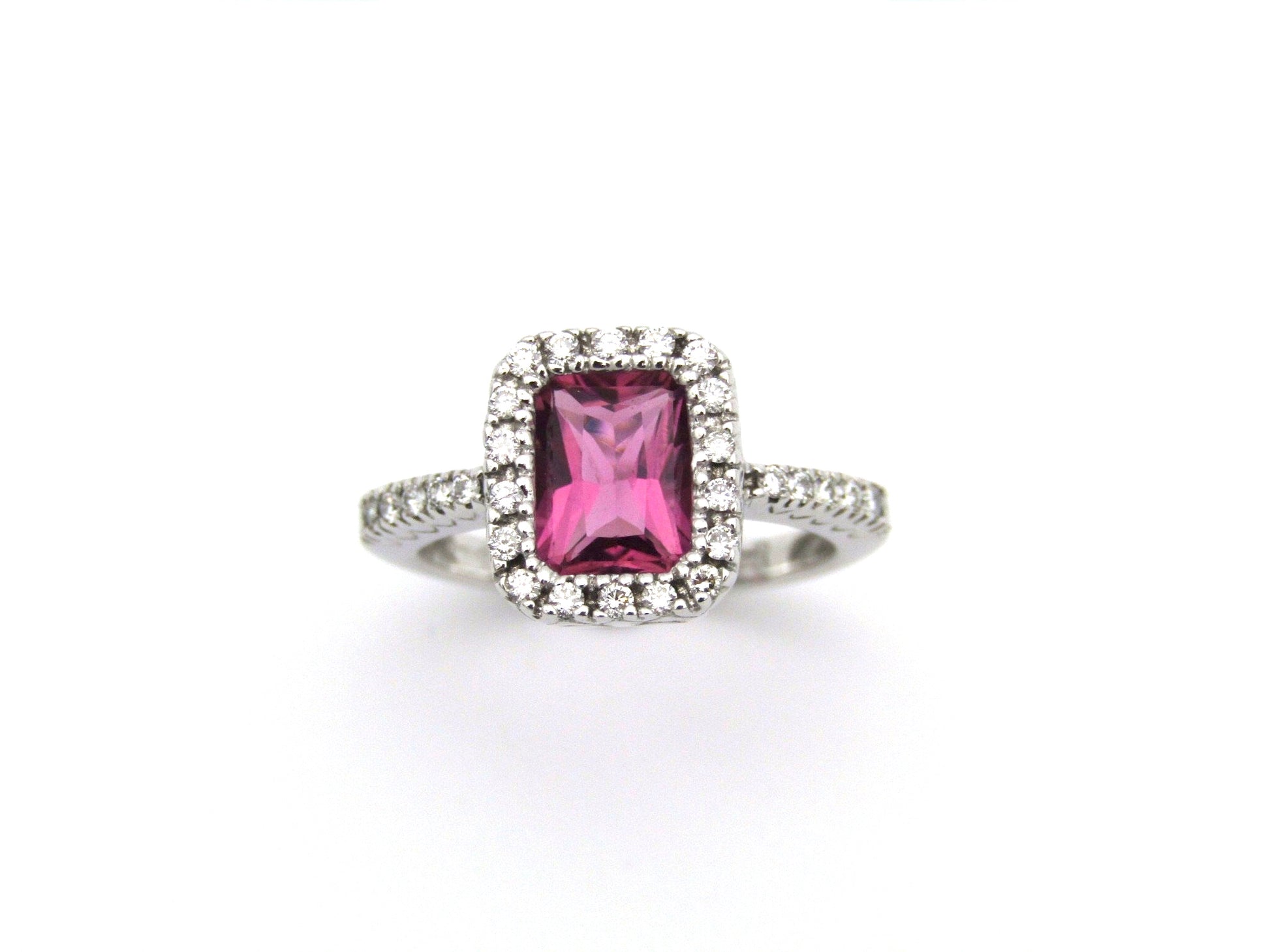 14kt gold Pink Tourmaline and diamonds ring.