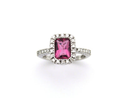 14kt gold Pink Tourmaline and diamonds ring.