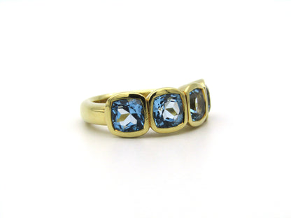 18K gold blue topaz ring.