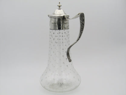 Sterling silver mounted cut glass claret jug by Thomas Henry Blake, Sheffield 1913.