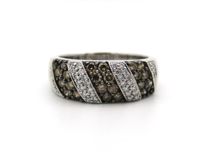 18K gold brown and colourless diamond ring.