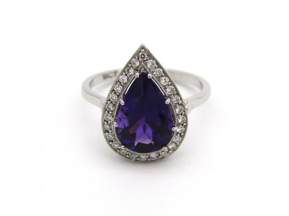 18kt gold amethyst and diamond ring.