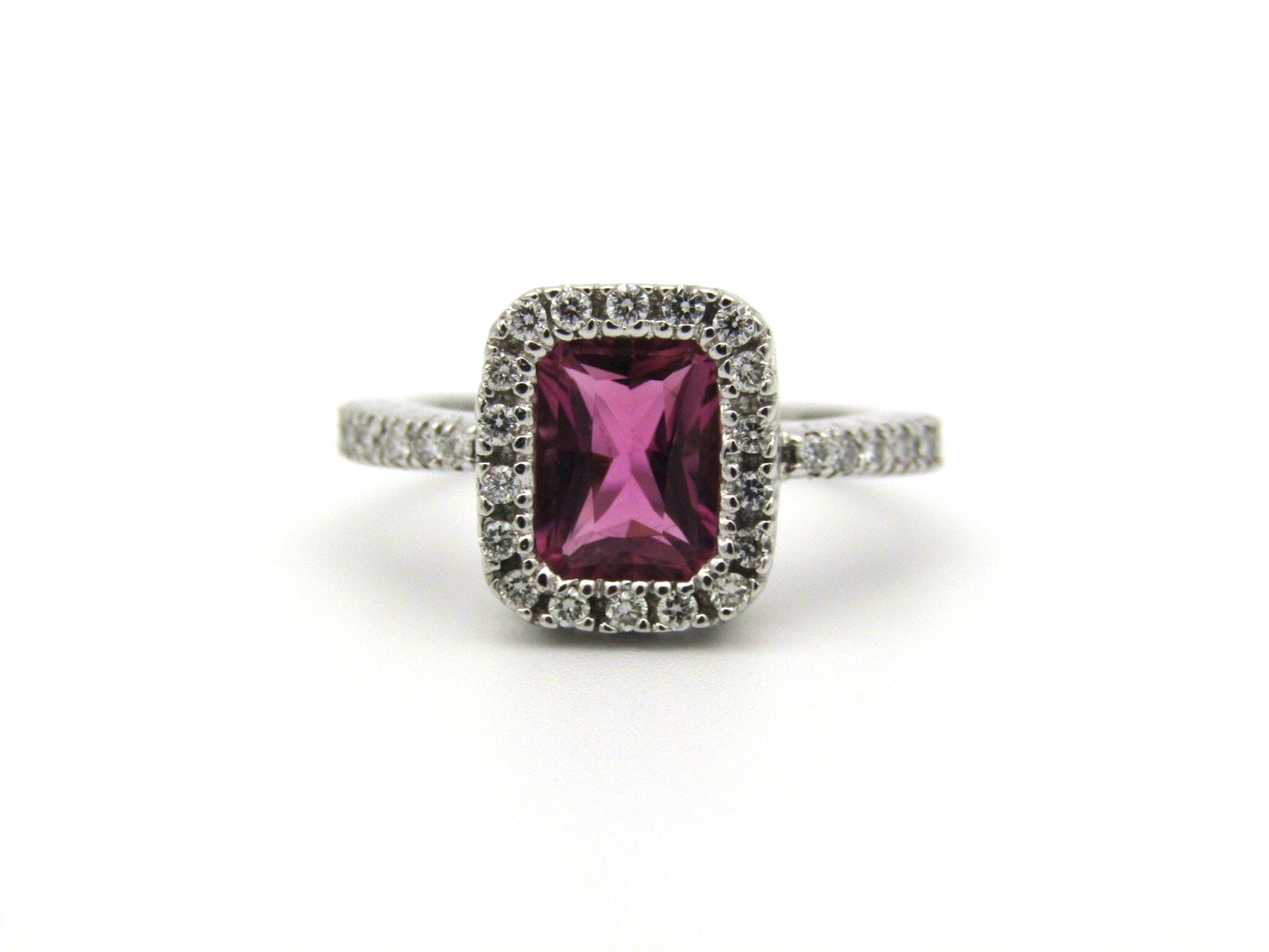 14kt gold Pink Tourmaline and diamonds ring.