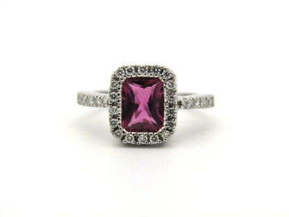 14kt gold Pink Tourmaline and diamonds ring.