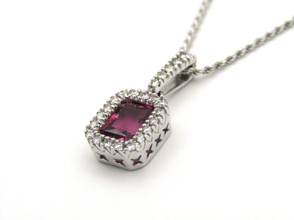 14kt white gold Pink Tourmaline and diamonds pendant.