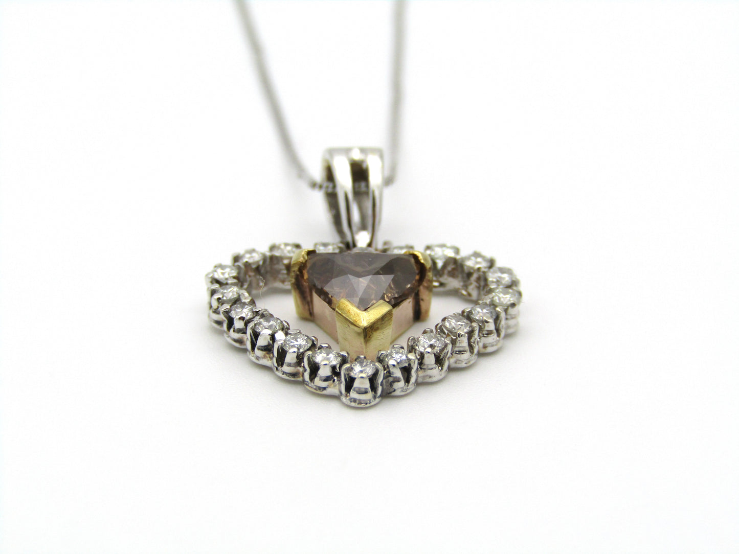 18kt gold cognac diamond pendant.