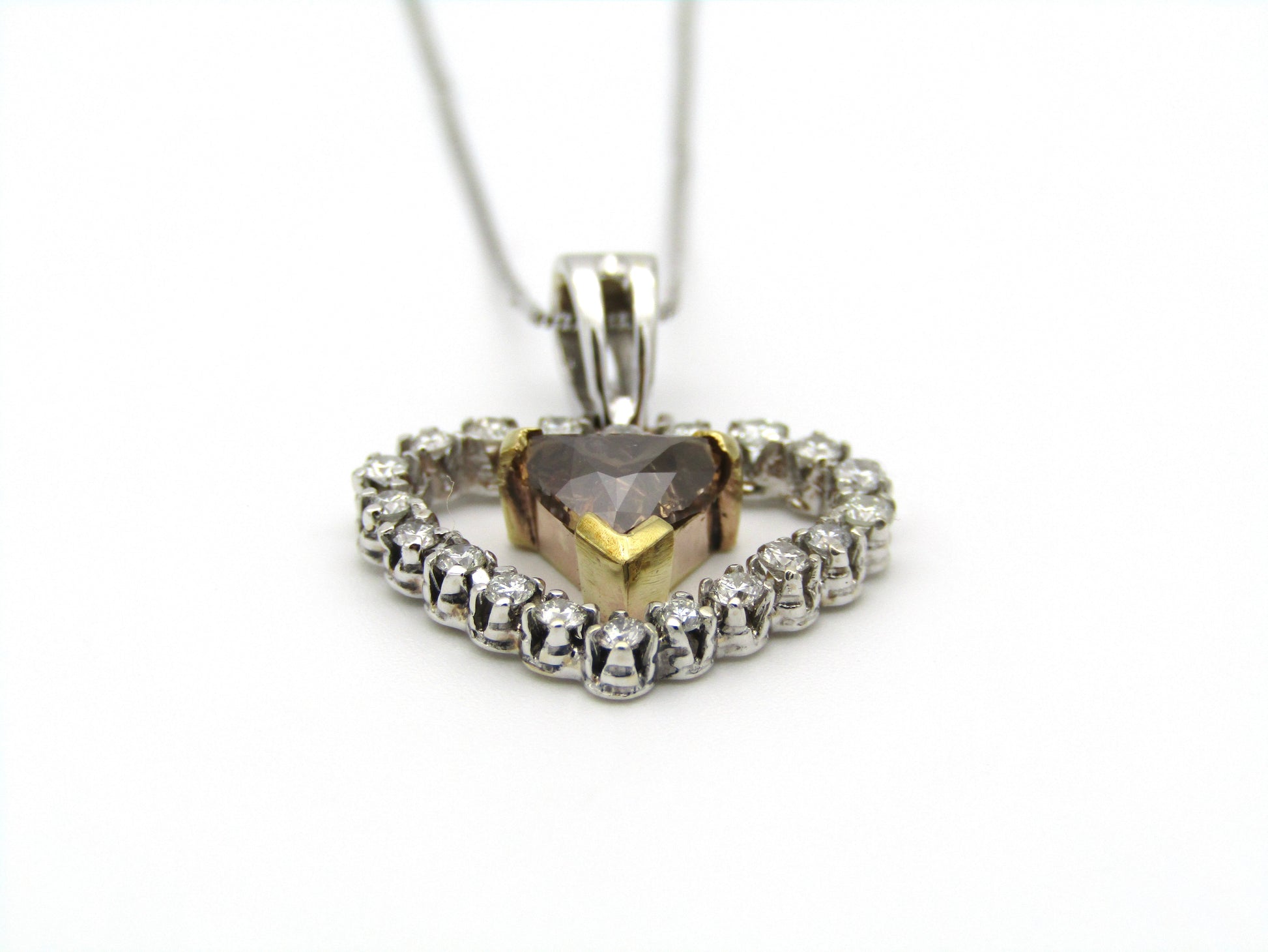 18kt gold cognac diamond pendant.