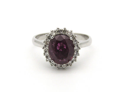 14kt gold rubellite and diamond ring.