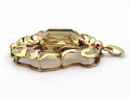 14kt yellow and rose gold citrine pendant.