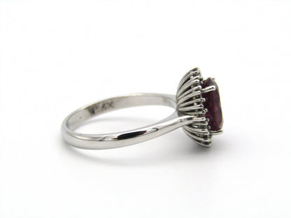 14kt gold rubellite and diamond ring.