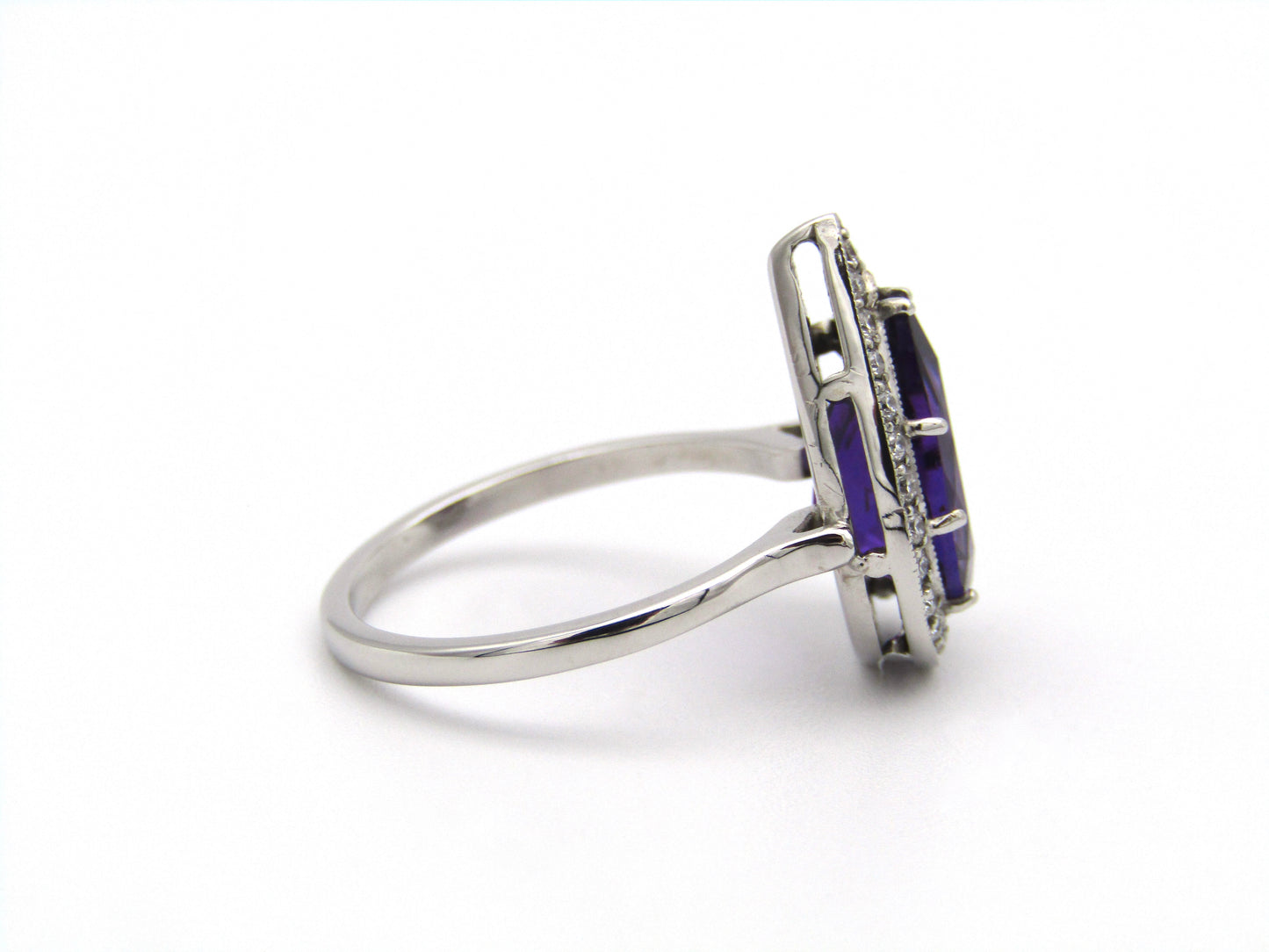18kt gold amethyst and diamond ring.