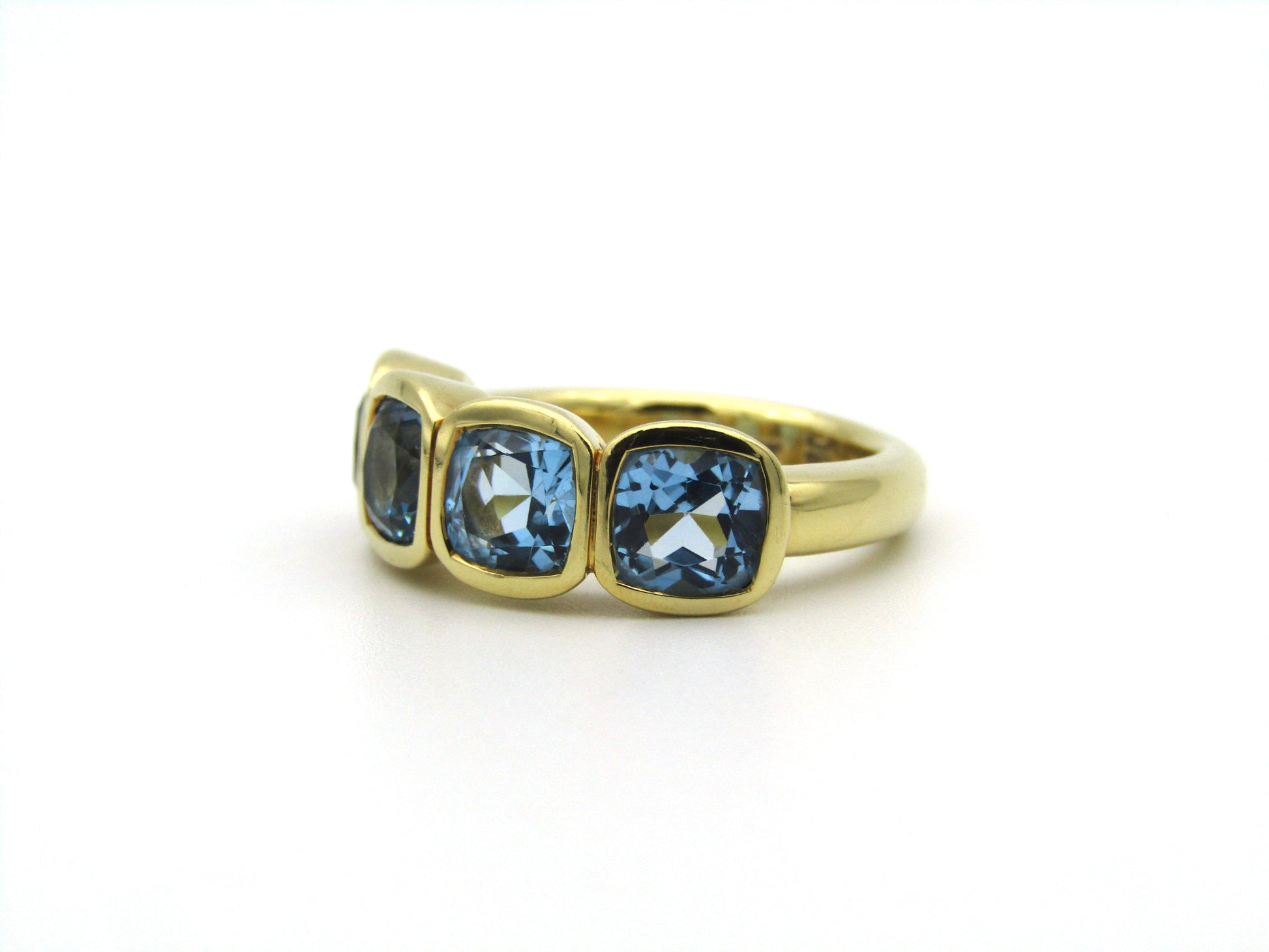 18K gold blue topaz ring.