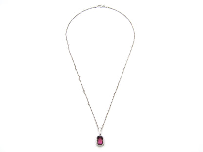 14kt white gold Pink Tourmaline and diamonds pendant.