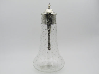Sterling silver mounted cut glass claret jug by Thomas Henry Blake, Sheffield 1913.
