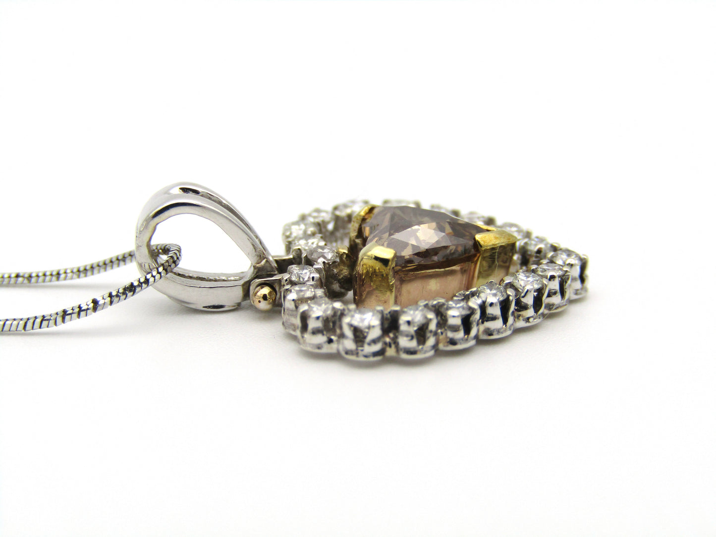 18kt gold cognac diamond pendant.