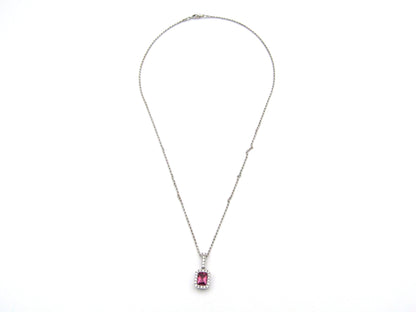 14kt white gold Pink Tourmaline and diamonds pendant.
