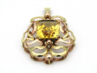 14kt yellow and rose gold citrine pendant.