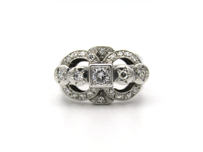 Art Deco 18K gold diamond ring.
