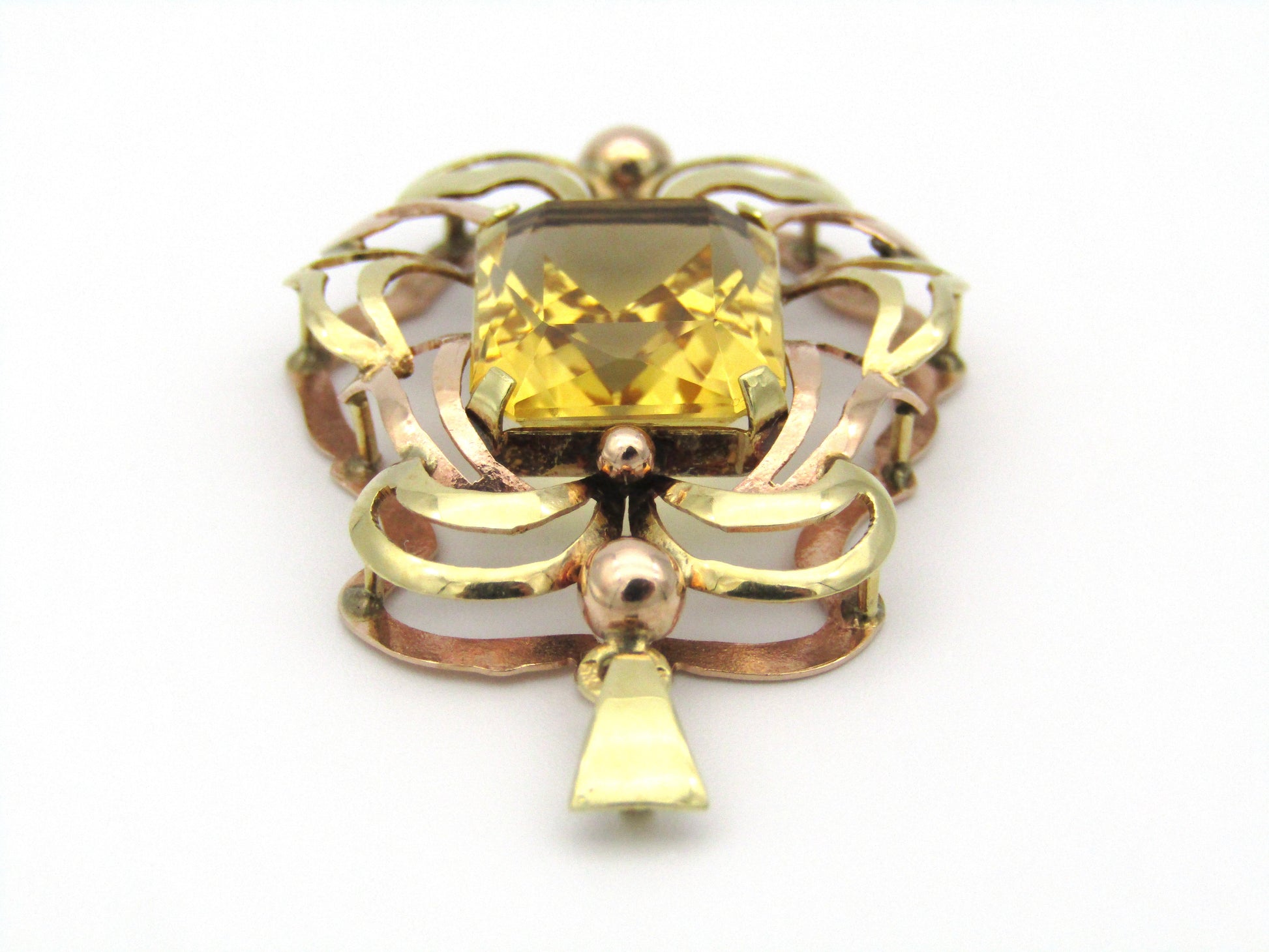 14kt yellow and rose gold citrine pendant.