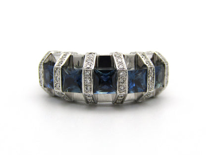 18K gold sapphire and diamond ring.