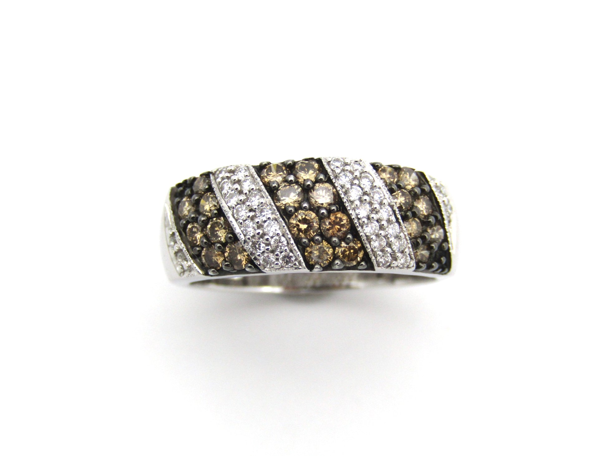 18K gold brown and colourless diamond ring.