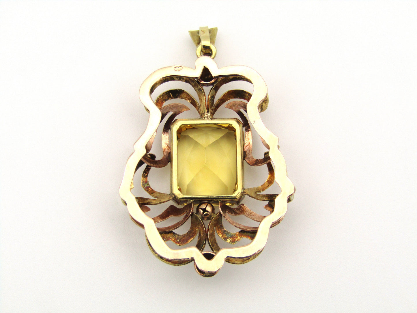 14kt yellow and rose gold citrine pendant.
