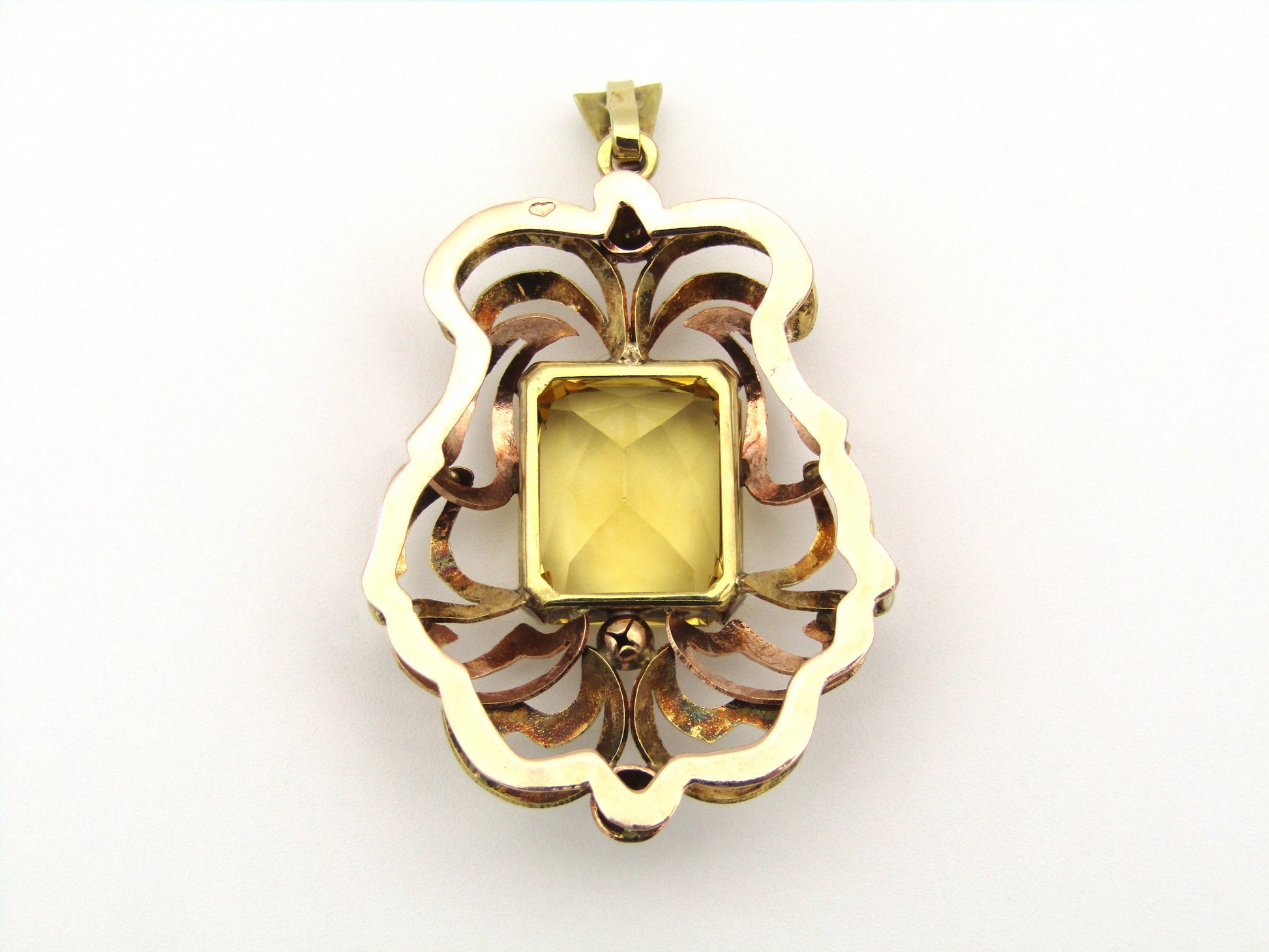 14kt yellow and rose gold citrine pendant.