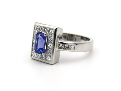 18K gold tanzanite and diamond ring.