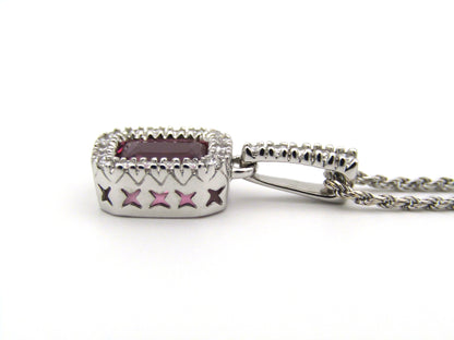 14kt white gold Pink Tourmaline and diamonds pendant.