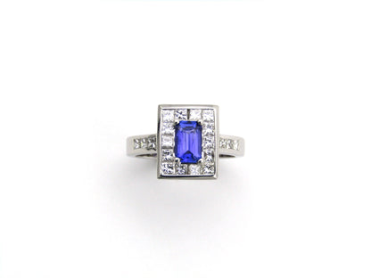 18K gold tanzanite and diamond ring.